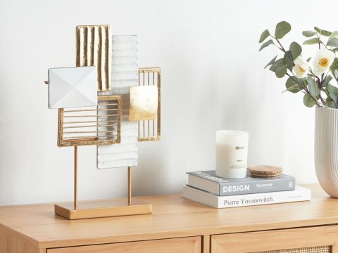 Dekoracyjna rzeźba metalowa złoto-biała BORON