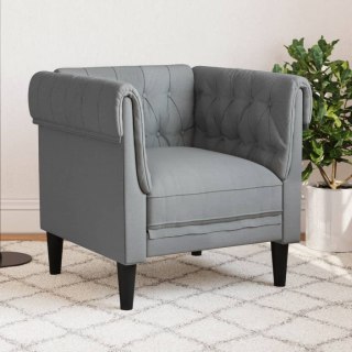 Fotel Chesterfield, jasnoszary, obity tkaniną Lumarko!