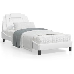 Łóżko z materacem, białe, 80x200 cm, sztuczna skóra Lumarko!