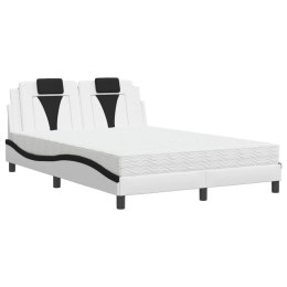 Łóżko z materacem, biało-czarne, 120x200 cm, sztuczna skóra Lumarko!