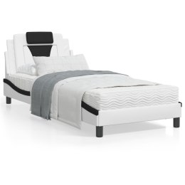 Łóżko z materacem, biało-czarne, 90x200 cm, sztuczna skóra Lumarko!