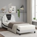 Łóżko z materacem, biało-czarne, 90x200 cm, sztuczna skóra Lumarko!