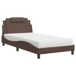 Łóżko z materacem, brązowe, 100x200 cm, sztuczna skóra Lumarko!