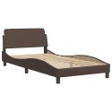Łóżko z materacem, brązowe, 100x200 cm, sztuczna skóra Lumarko!