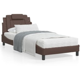 Łóżko z materacem, brązowe, 80x200 cm, sztuczna skóra Lumarko!