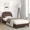 Łóżko z materacem, brązowe, 80x200 cm, sztuczna skóra Lumarko!