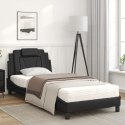Łóżko z materacem, czarne, 90x200 cm, sztuczna skóra Lumarko!