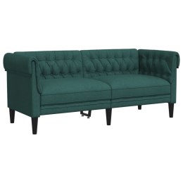 Sofa Chesterfield, dwuosobowa, ciemnozielona, obita tkaniną Lumarko!