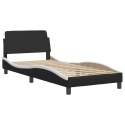 Łóżko z materacem, czarno-białe, 90x200 cm, sztuczna skóra Lumarko!
