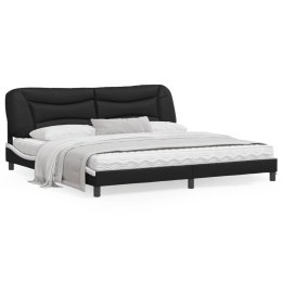 Rama łóżka z LED, czarno-biała, 200x200 cm, sztuczna skóra Lumarko!