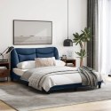 Rama łóżka z zagłówkiem, niebieska, 140x190 cm, obita tkaniną Lumarko!