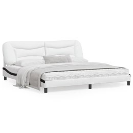 Rama łóżka z LED, biało-czarna, 200x200 cm, sztuczna skóra Lumarko!