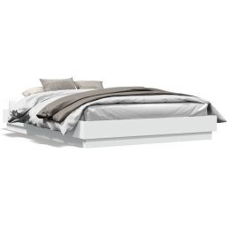 Rama łóżka z oświetleniem LED, biała, 150x200 cm Lumarko!