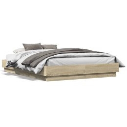 Rama łóżka z oświetleniem LED, dąb sonoma, 135x190 cm Lumarko!