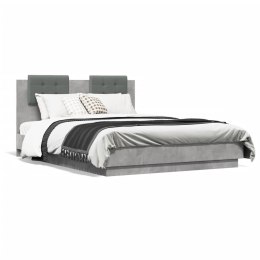 Rama łóżka z wezgłowiem i LED, szarość betonu, 135x190 cm Lumarko!