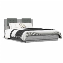 Rama łóżka z wezgłowiem i LED, szary dąb sonoma, 140x190 cm Lumarko!