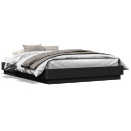 Rama łóżka z oświetleniem LED, czarna, 140x200 cm Lumarko!