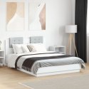 Rama łóżka z wezgłowiem i LED, biała, 140x190 cm Lumarko!