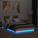 Rama łóżka z wezgłowiem i LED, biała, 140x190 cm Lumarko!