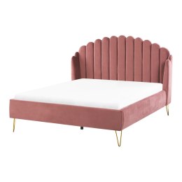 Łóżko welurowe 140 x 200 cm różowe AMBILLOU Lumarko!