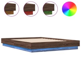 Rama łóżka z oświetleniem LED, brązowy dąb, 160x200 cm Lumarko!