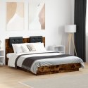 Rama łóżka z wezgłowiem i LED, przydymiony dąb, 140x190 cm Lumarko!