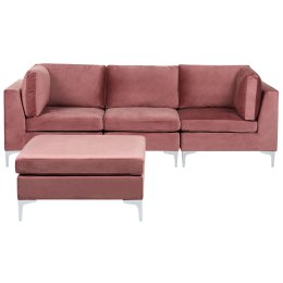 Sofa modułowa 3-osobowa z otomaną welurowa różowa EVJA Lumarko!