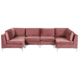 Sofa modułowa 6-osobowa welurowa różowa EVJA Lumarko!