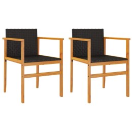 Krzesła ogrodowe, 2 szt., czarne, polirattan i drewno Lumarko!
