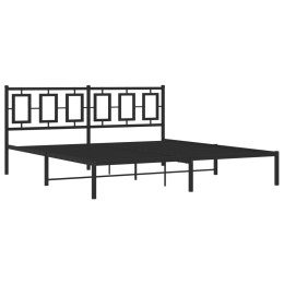 Metalowa rama łóżka z wezgłowiem, czarna, 183x213 cm Lumarko!