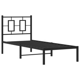 Metalowa rama łóżka z wezgłowiem, czarna, 75x190 cm Lumarko!