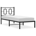 Metalowa rama łóżka z wezgłowiem, czarna, 75x190 cm Lumarko!