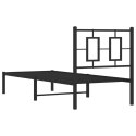 Metalowa rama łóżka z wezgłowiem, czarna, 75x190 cm Lumarko!