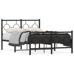 Metalowa rama łóżka z wezgłowiem i zanóżkiem, czarna, 120x190cm Lumarko!