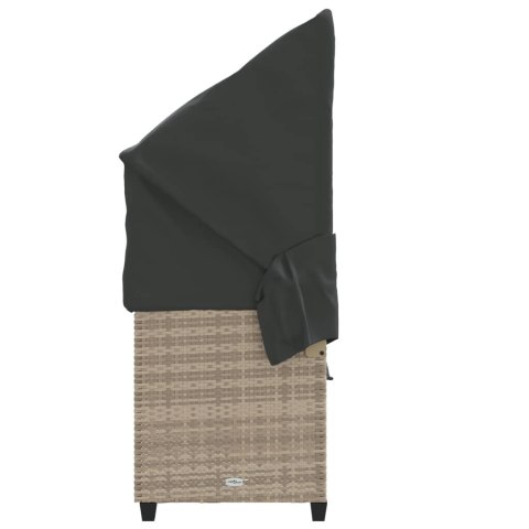 Leżanka z zadaszeniem i poduszkami, jasnoszara, polirattan Lumarko!