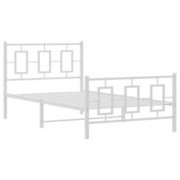 Metalowa rama łóżka z wezgłowiem i zanóżkiem, biała, 100x190 cm Lumarko!