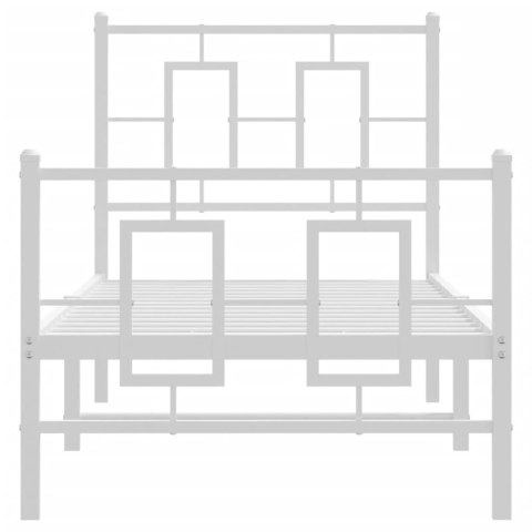 Metalowa rama łóżka z wezgłowiem i zanóżkiem, biała, 75x190 cm Lumarko!