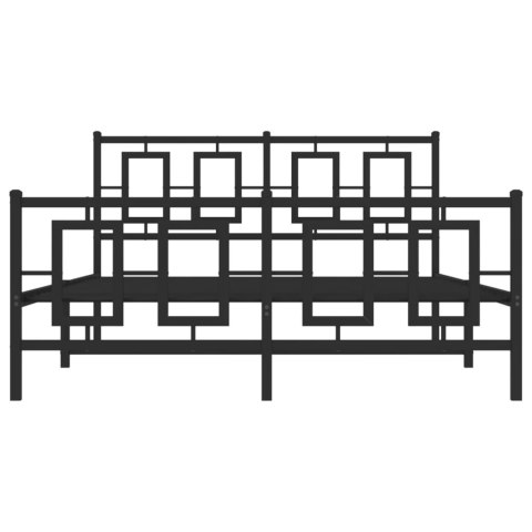 Metalowa rama łóżka z wezgłowiem i zanóżkiem, czarna, 135x190cm Lumarko!