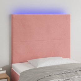Zagłówek do łóżka z LED, różowy, 80x5x118/128 cm, aksamit Lumarko!
