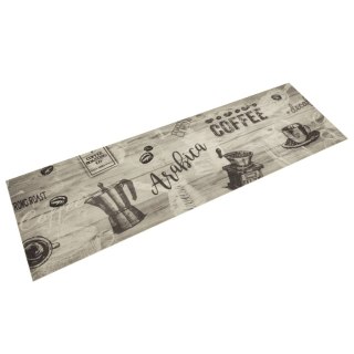 Dywanik kuchenny z motywem kawy, szary, 45x150 cm, aksamitny Lumarko!