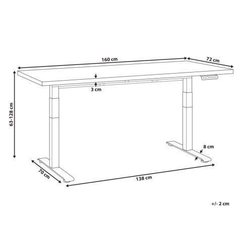 Biurko regulowane elektrycznie 160 x 72 cm białe DESTIN III