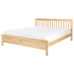 Łóżko drewniane 180 x 200 cm naturalne jasne drewno MAYENNE Lumarko!