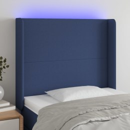 Zagłówek do łóżka z LED, niebieski, 103x16x118/128 cm, tkanina Lumarko!
