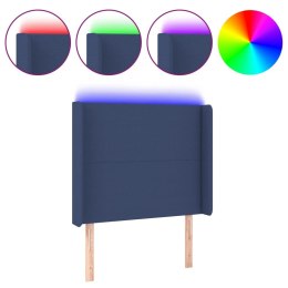 Zagłówek do łóżka z LED, niebieski, 103x16x118/128 cm, tkanina Lumarko!