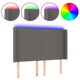 Zagłówek do łóżka z LED, szary, 147x16x118/128cm sztuczna skóra Lumarko!