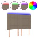 Zagłówek do łóżka z LED, taupe, 144x5x118/128 cm, tkanina Lumarko!
