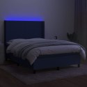 Łóżko kontynentalne z materacem, niebieskie 140x200 cm, tkanina Lumarko!