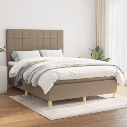 Łóżko kontynentalne z materacem, taupe, tkanina, 140x200 cm Lumarko!