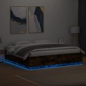 Rama łóżka z LED, przydymiony dąb, 200x200 cm Lumarko!