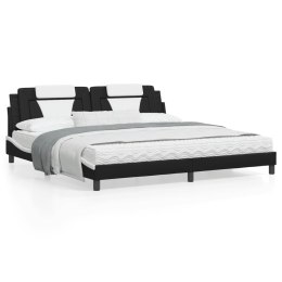 Rama łóżka z zagłówkiem, czarno-biała, 200x200 cm, ekoskóra Lumarko!